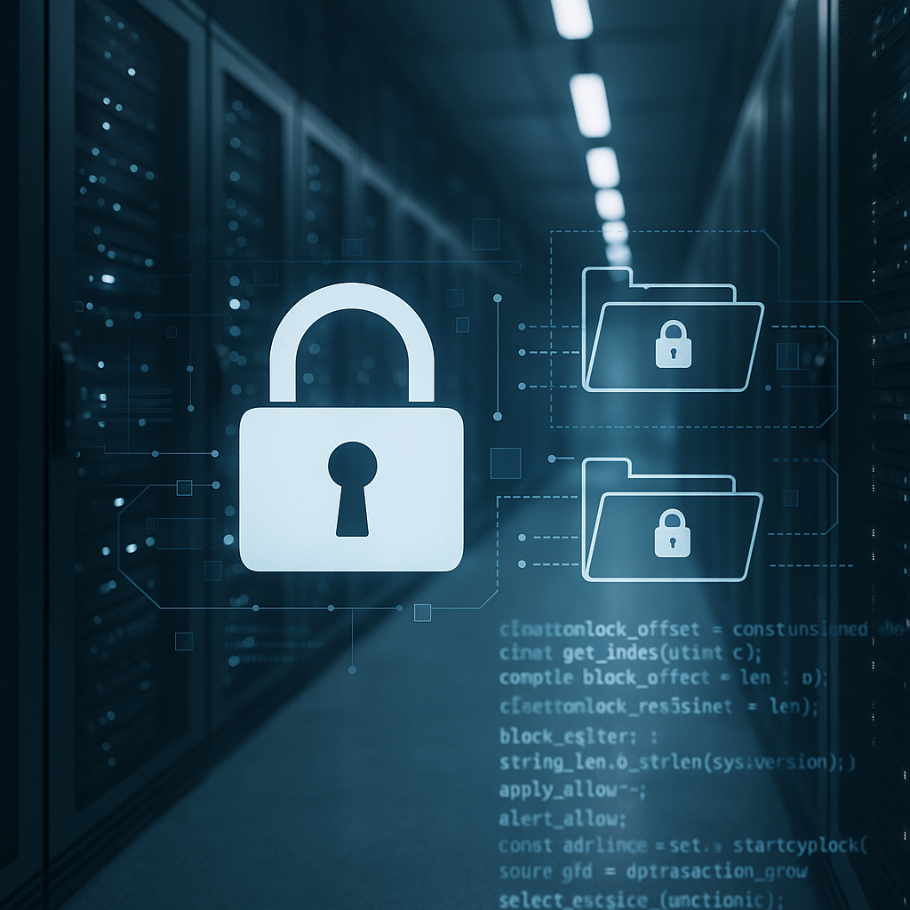 Datacenter sécurisé illustrant la protection des données dans le cadre de la Connaissance Client Personne Physique (KYC)